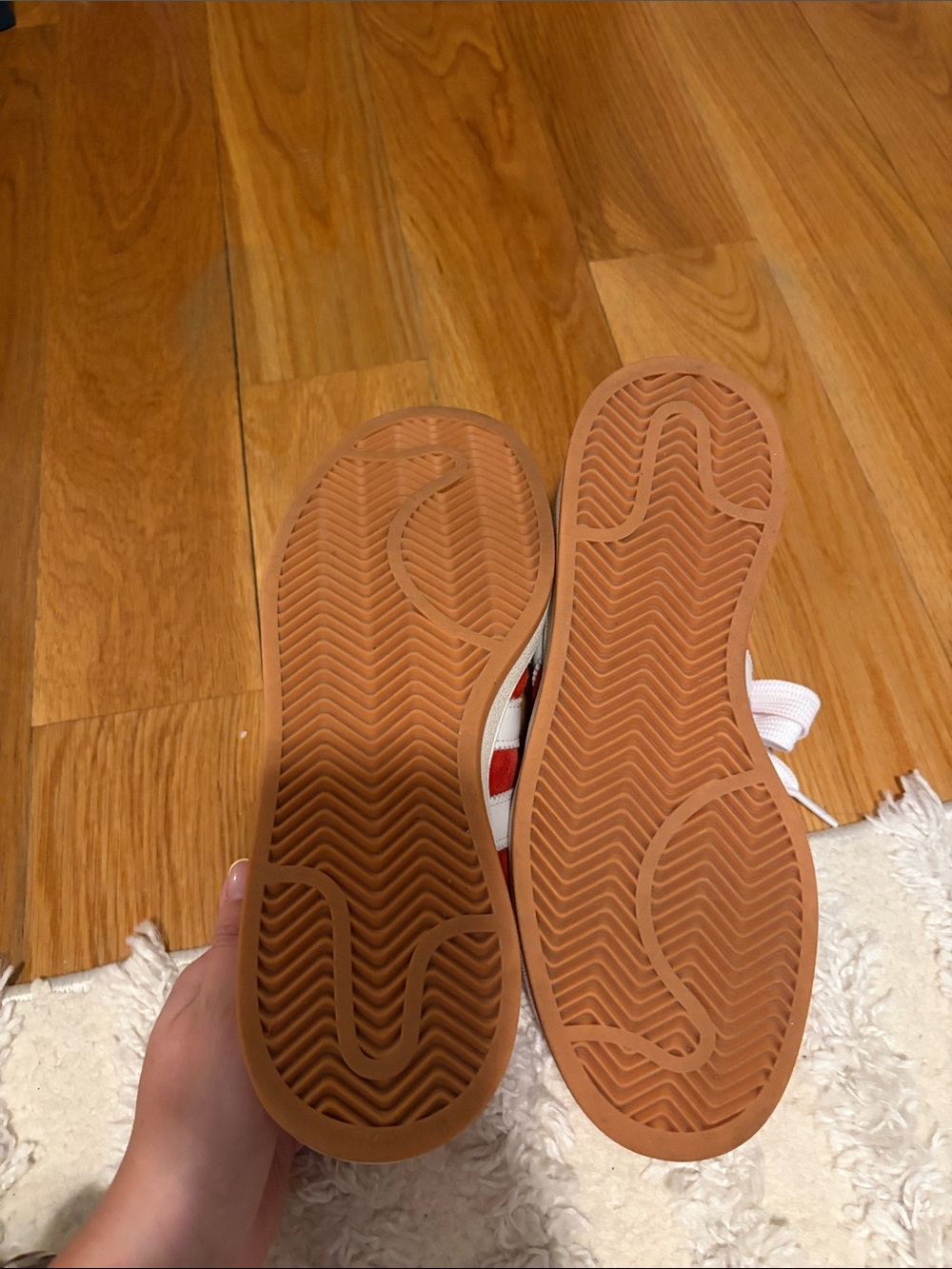 Adidas Red Suede Campus Sneakers with White Stripes. Worn less than 10 times!! - Picture 4 of 4